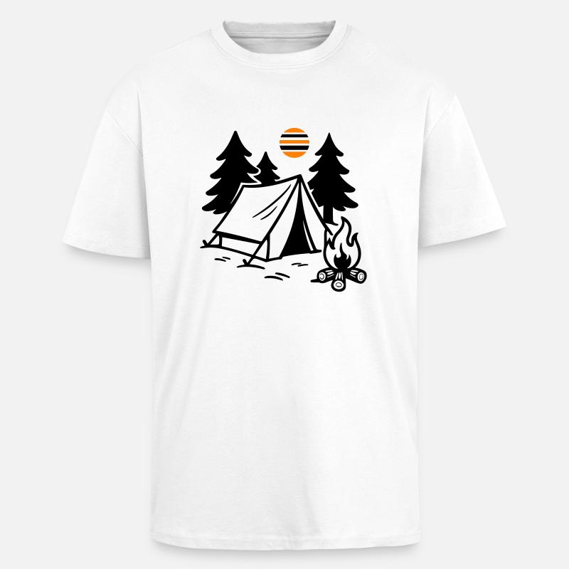 Zelt Lagerfeuer Camping - Oversized Heavyweight Unisex T-Shirt - Weiß