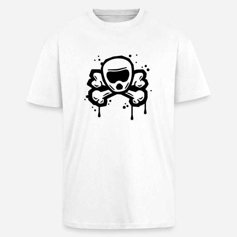 Downhill gekreuzten Knochen - Oversized Heavyweight Unisex T-Shirt - Weiß