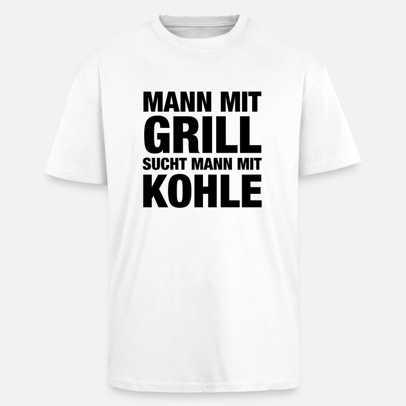 Mann mit Grill sucht - Oversized Heavyweight Unisex T-Shirt - Weiß