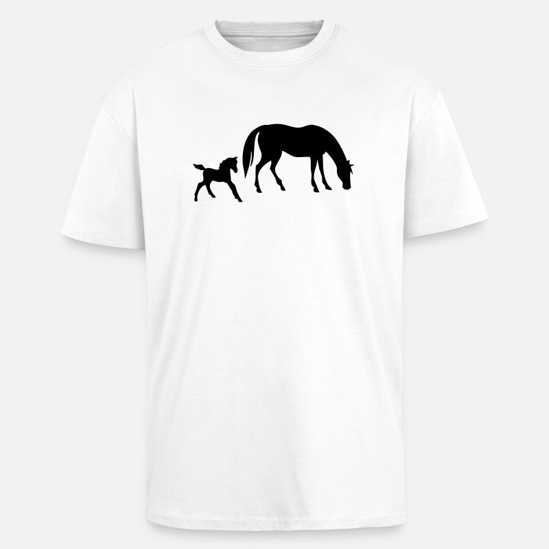Pferd - Oversized Heavyweight Unisex T-Shirt - Weiß