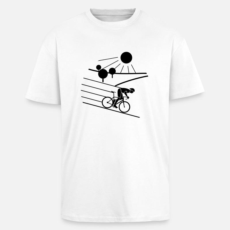 Bicycle | Sun - Mountains - Nature - T-shirt unisexe oversize épais - blanc