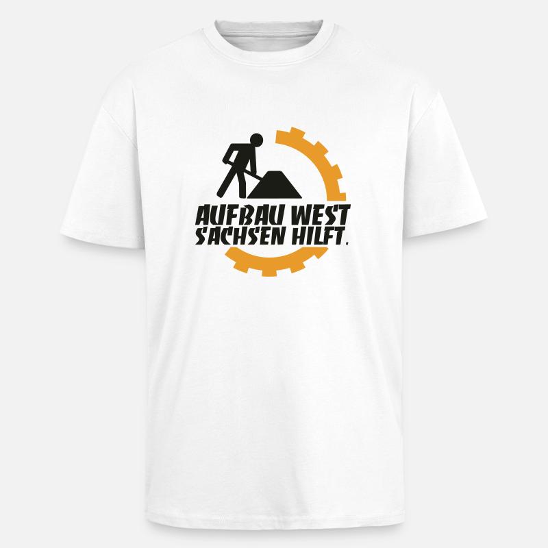 Construction West - Saxony helps. - Unisex Oversized Heavyweight T-shirt - white