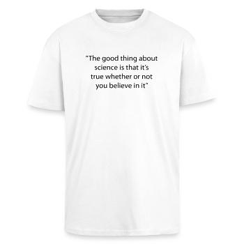True science - Unisex Oversized Heavyweight T-shirt - white - Front - Alina (178cm) & Michal (187cm)