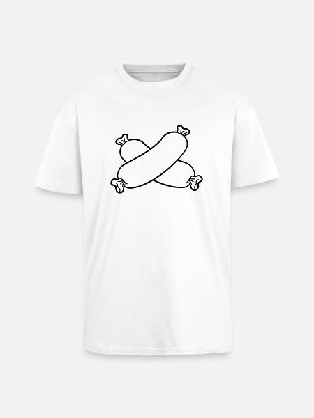2 pølse hotdog wiener lang bratwurst - Unisex oversized heavyweight t-shirt - hvid
