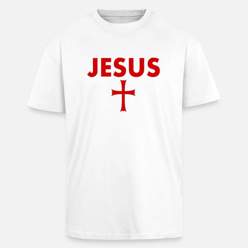 Croix de Jésus - T-shirt unisexe oversize épais - blanc
