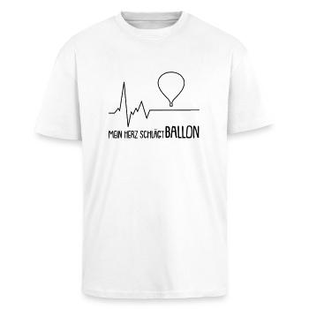 mein herz schlägt ballon - Oversized Heavyweight Unisex T-Shirt - Weiß - Vorne - Alina (178cm) & Michal (187cm)