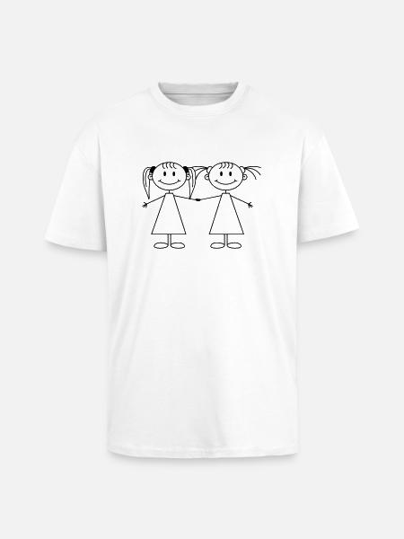 Best Friends Girls - Unisex Oversized Heavyweight T-shirt - white