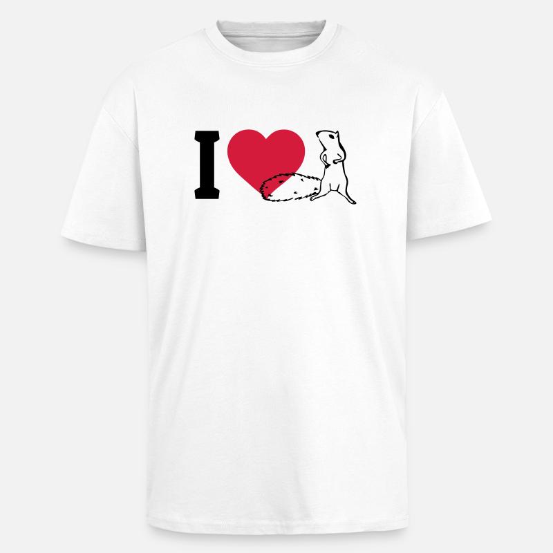 I love Eichhörnchen - Oversized Heavyweight Unisex T-Shirt - Weiß
