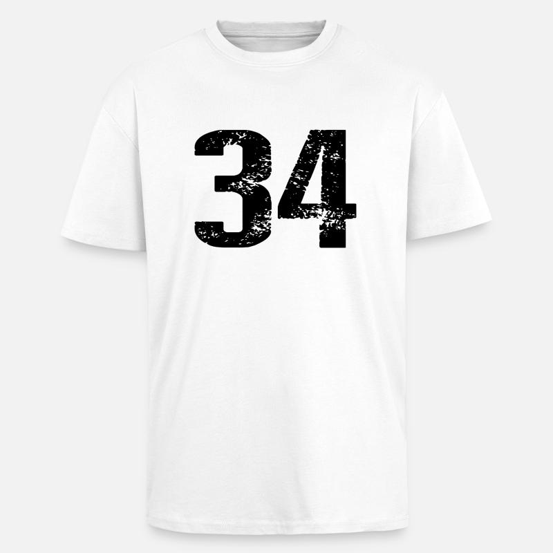 Maillot à 34 numéros - T-shirt unisexe oversize épais - blanc