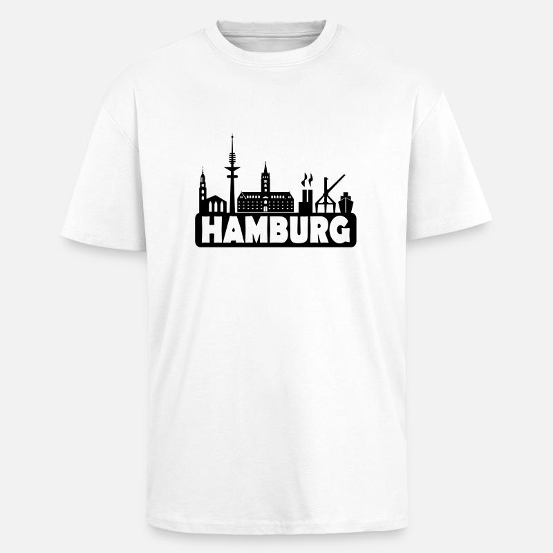 Skyline Hamburg - Hamburger Skyline - Oversized Heavyweight Unisex T-Shirt - Weiß