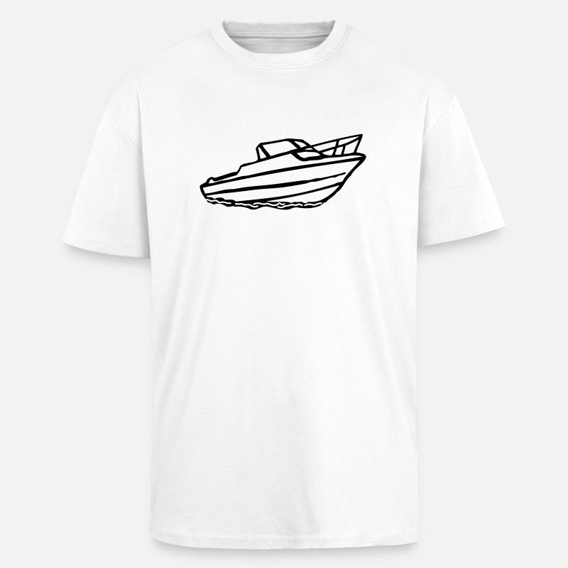 Schiff Motorboot - Oversized Heavyweight Unisex T-Shirt - Weiß