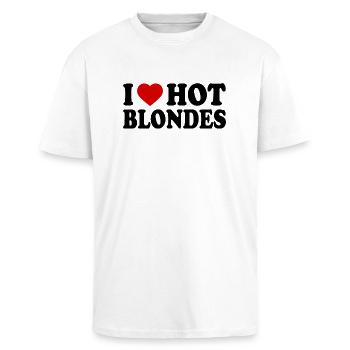 I love hot blondes - Oversized Heavyweight Unisex T-Shirt - Weiß - Vorne - Alina (178cm) & Michal (187cm)