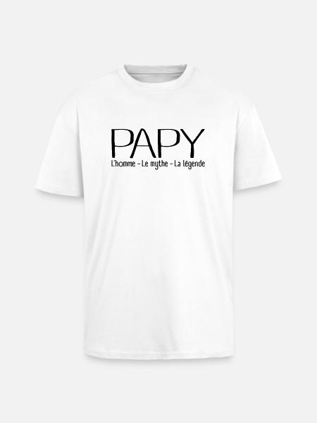 Papy Légende - T-shirt unisexe oversize épais - blanc