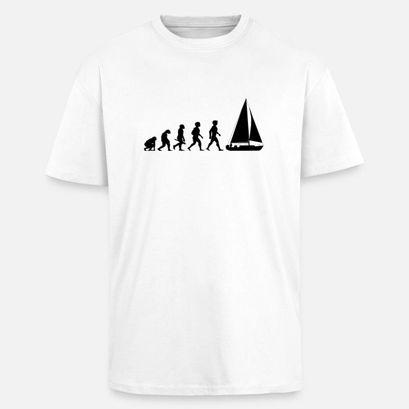 Evolution sailing sailboat sailing ship - Unisex Oversized Heavyweight T-shirt - white