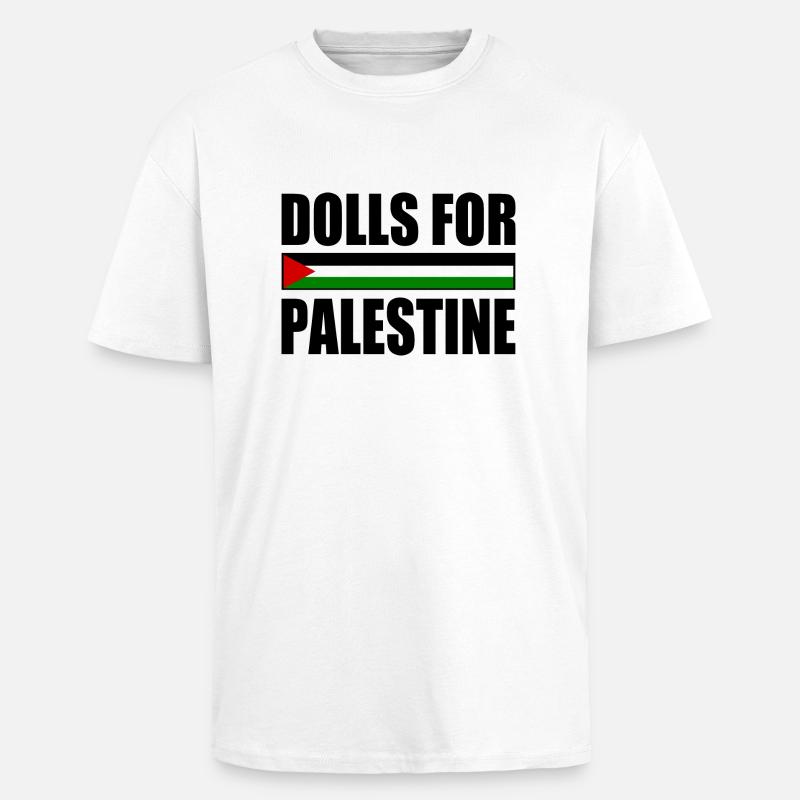 dolls for palestine - T-shirt unisexe oversize épais - blanc