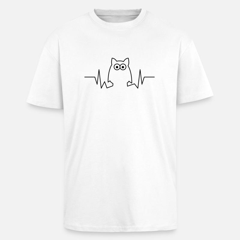 Herzschlag Eule - Oversized Heavyweight Unisex T-Shirt - Weiß