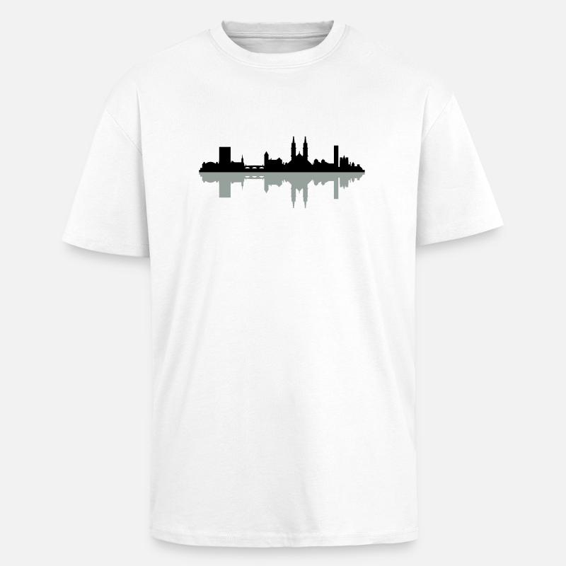 Skyline Basel - Oversized Heavyweight Unisex T-Shirt - Weiß