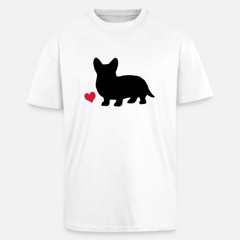 Corgi - Oversized Heavyweight Unisex T-Shirt - Weiß