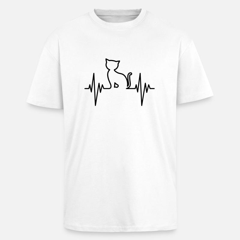 Cat Pulse - Unisex Oversized Heavyweight T-shirt - white