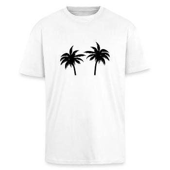 Palms - T-shirt unisexe oversize épais - blanc - Devant - Alina (178cm) & Michal (187cm)