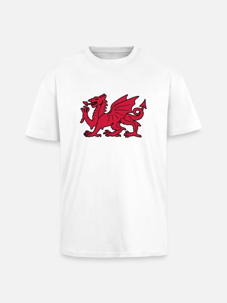 welsh red dragon wales cymru - Unisex Oversized Heavyweight T-shirt - white