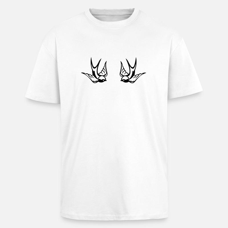 Schwalben Paar - Oversized Heavyweight Unisex T-Shirt - Weiß