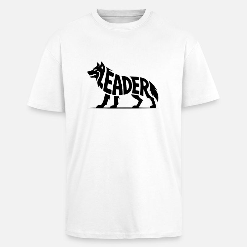 Anführer - Moivational Wolf Logo - Oversized Heavyweight Unisex T-Shirt - Weiß