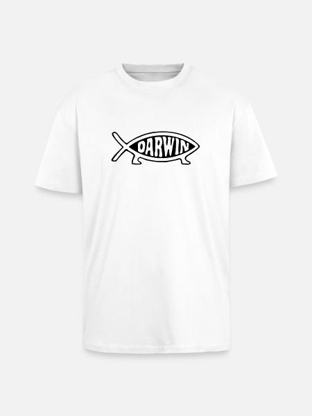 Darwin fish - Unisex Oversized Heavyweight T-shirt - white