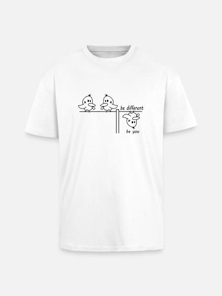 be different be you bird - Unisex Oversized Heavyweight T-shirt - white