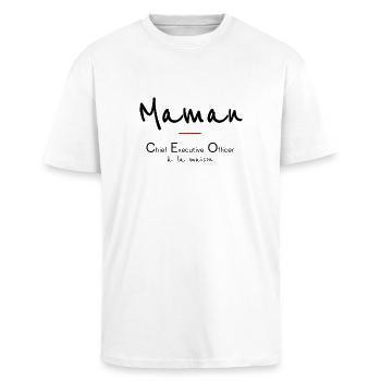 Mama - Oversized Heavyweight Unisex T-Shirt - Weiß - Vorne - Alina (178cm) & Michal (187cm)