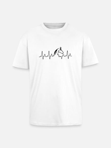 Herzschlag Pferd HD - Oversized Heavyweight Unisex T-Shirt - Weiß