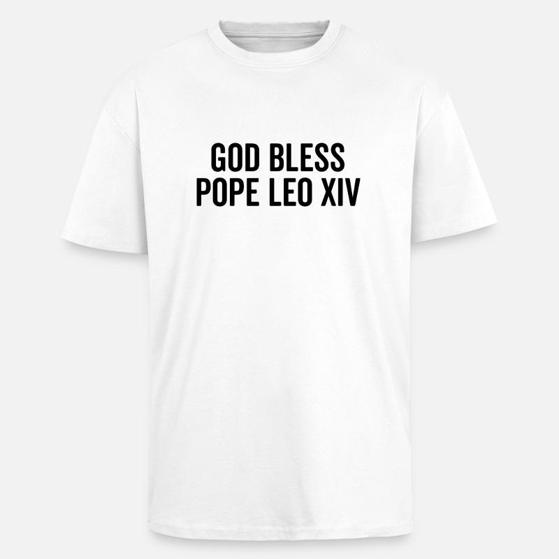 God Bless Pope Leo XIV - Unisex Oversized Heavyweight T-shirt - white