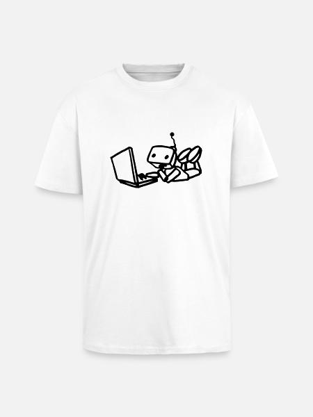 Robot using laptop - Oversized Heavyweight Unisex T-Shirt - Weiß