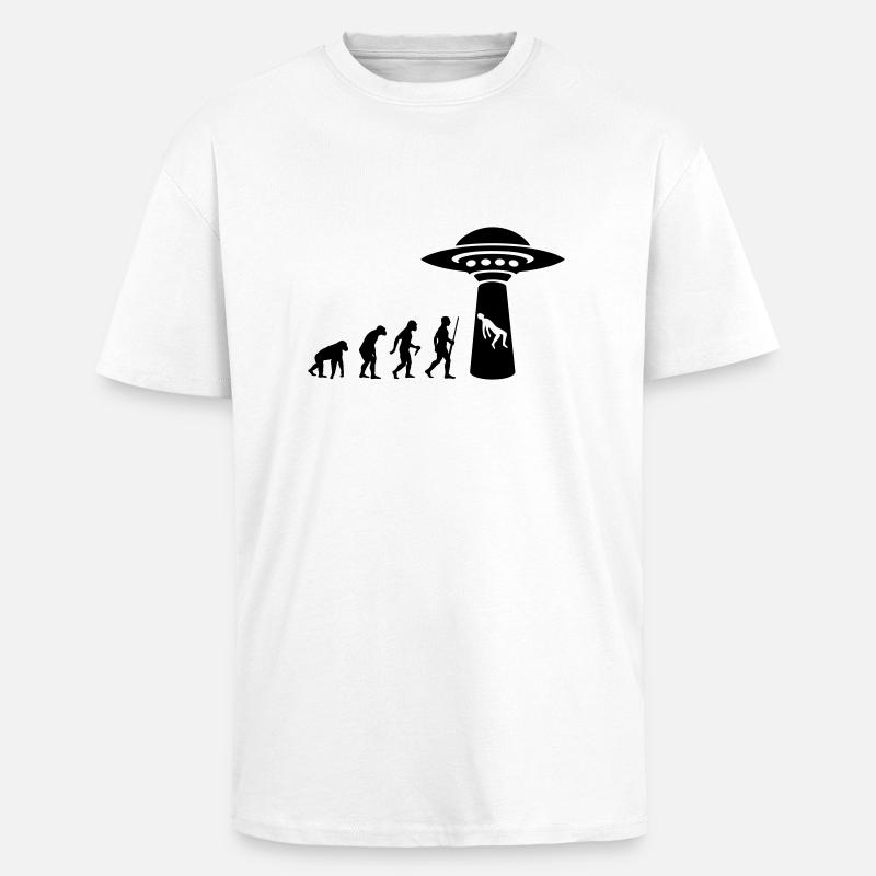 L'évolution des extraterrestres - T-shirt unisexe oversize épais - blanc