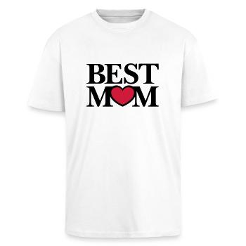 Best Mom - Oversized Heavyweight Unisex T-Shirt - Weiß - Vorne - Alina (178cm) & Michal (187cm)