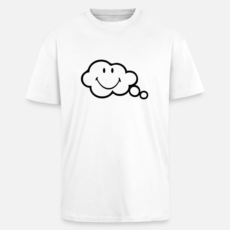 Smiley Think Bubble - Oversized Heavyweight Unisex T-Shirt - Weiß