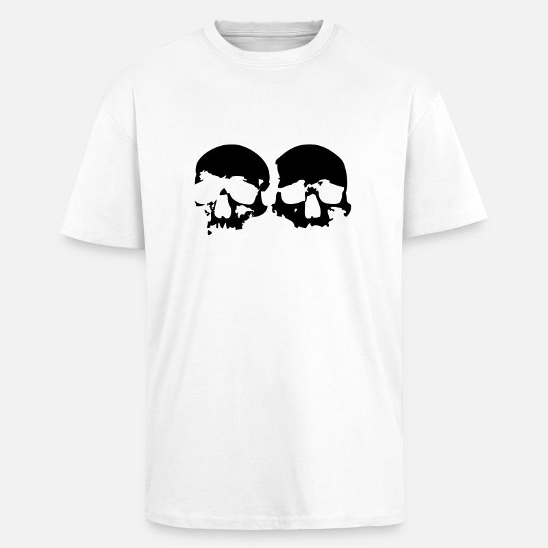 2 Skulls - Unisex Oversized Heavyweight T-shirt - white