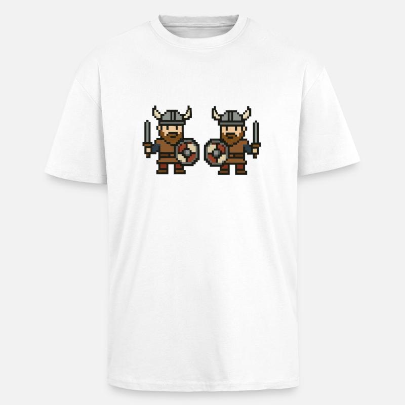 Bande dessinée Viking Pixel 2 - T-shirt unisexe oversize épais - blanc