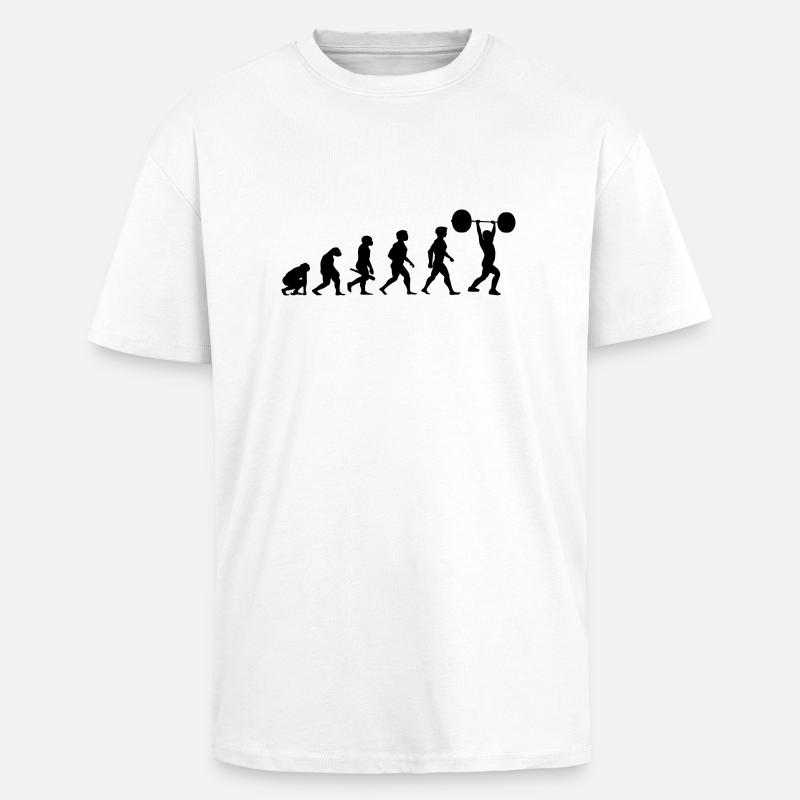 Évolution Bodybuilding d'haltérophilie d'haltérophilie - T-shirt unisexe oversize épais - blanc