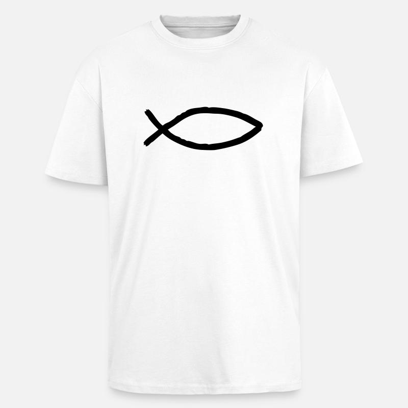 fisch_symbol - T-shirt unisexe oversize épais - blanc