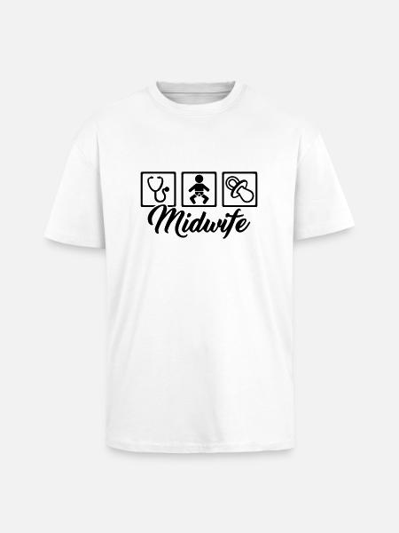 Hebamme - Oversized Heavyweight Unisex T-Shirt - Weiß
