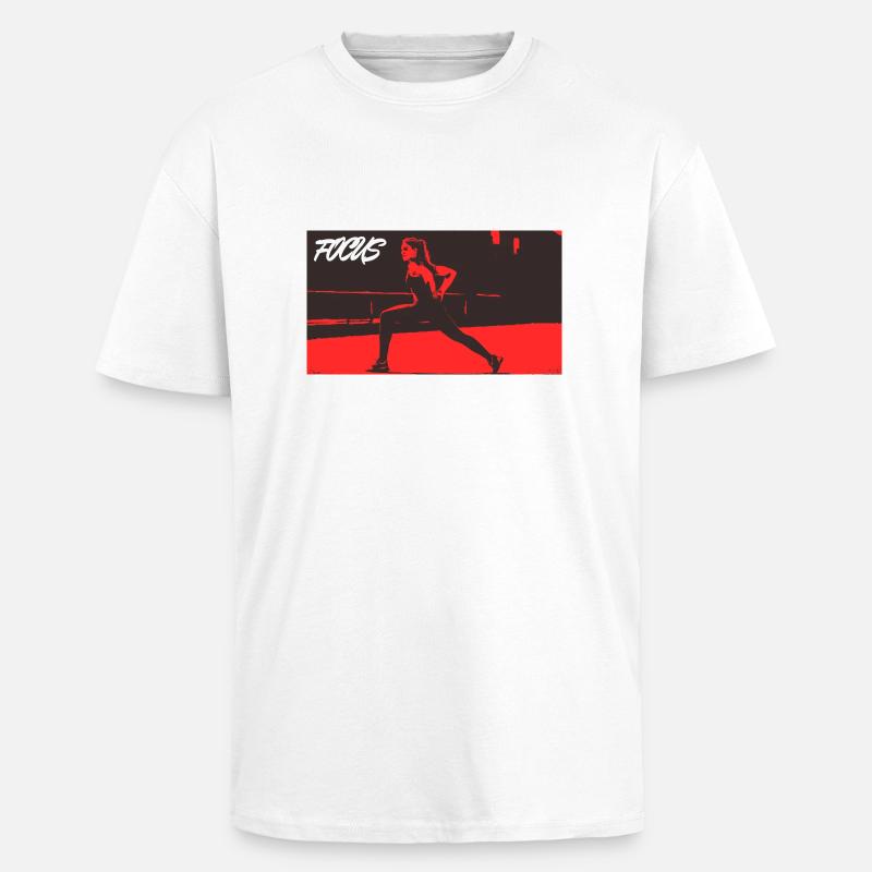 FOCUS_red - Oversized Heavyweight Unisex T-Shirt - Weiß