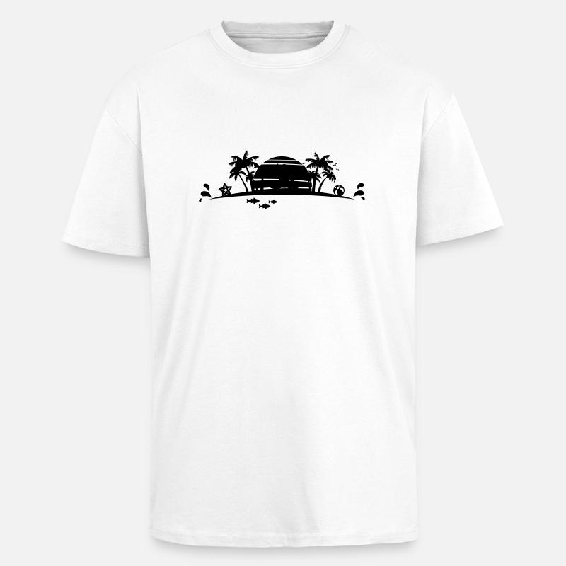 Sommer - Palmen Strand - Oversized Heavyweight Unisex T-Shirt - Weiß