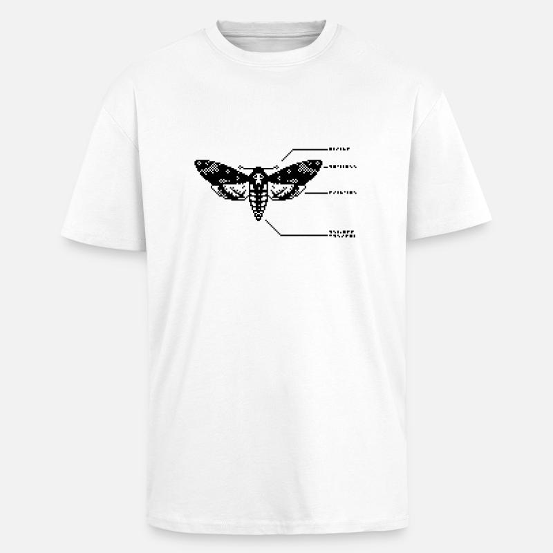 1bit Pixel Skull Hawkmoth - Unisex Oversized Heavyweight T-shirt - white