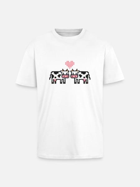 Cow Pixel Love - Unisex Oversized Heavyweight T-shirt - white
