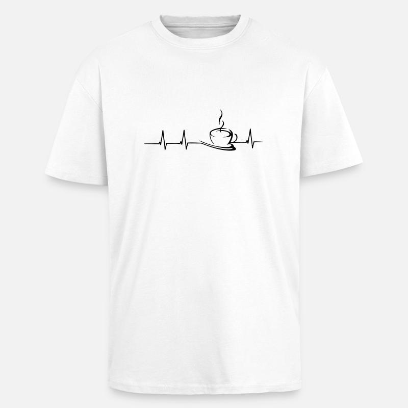 Kaffee Herzschlag - Oversized Heavyweight Unisex T-Shirt - Weiß