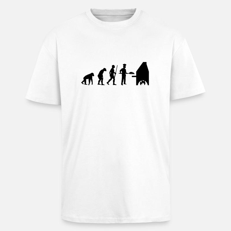 Pizzabäcker Evolution - Oversized Heavyweight Unisex T-Shirt - Weiß
