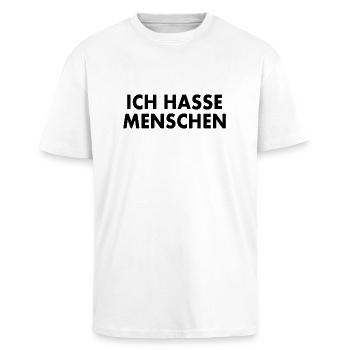 Ich hasse menschen - Oversized Heavyweight Unisex T-Shirt - Weiß - Vorne - Alina (178cm) & Michal (187cm)