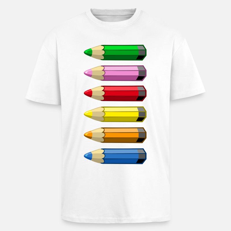 Crayons de couleurs - T-shirt unisexe oversize épais - blanc