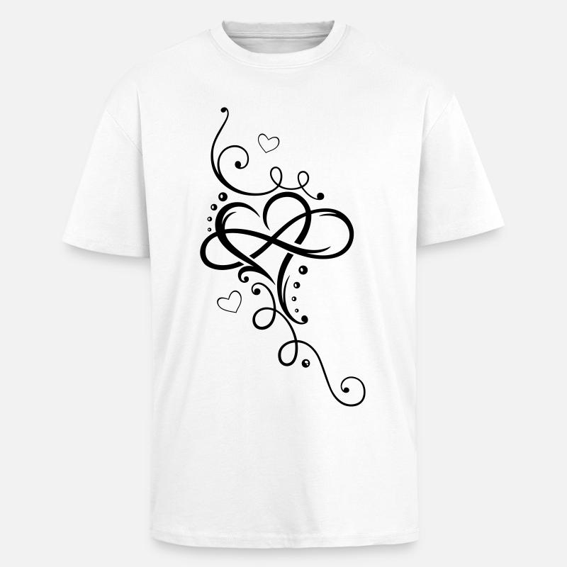 Herz, Unendlichkeit, heart, infinity - Oversized Heavyweight Unisex T-Shirt - Weiß